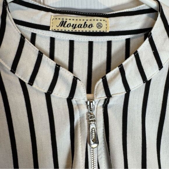 Moyabo Women’s 2XL Long Sleeve Blouse Black and White Striped - Picture 6 of 8
